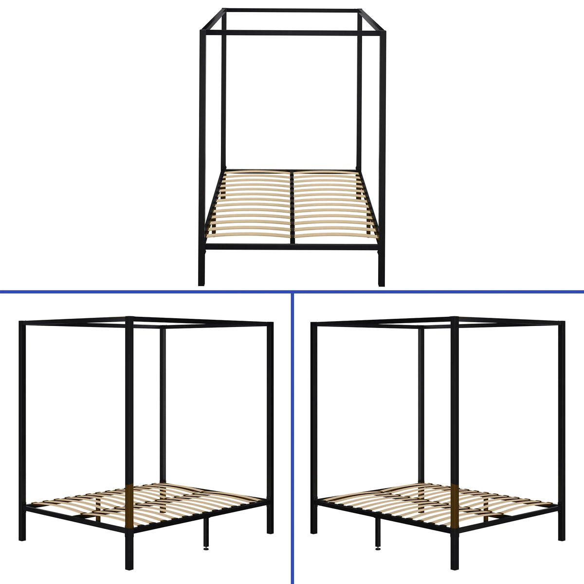 Queen Size 13 Inch Black Metal Canopy Bed Frame V23081