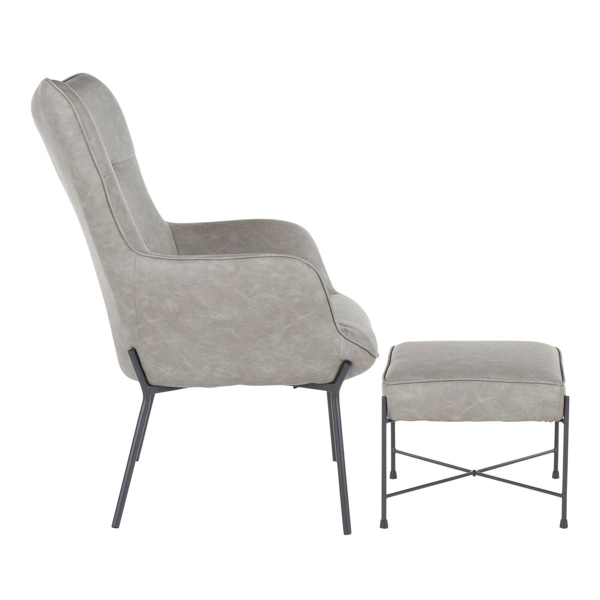 Faux Leather Lounge Chair with Ottoman S468