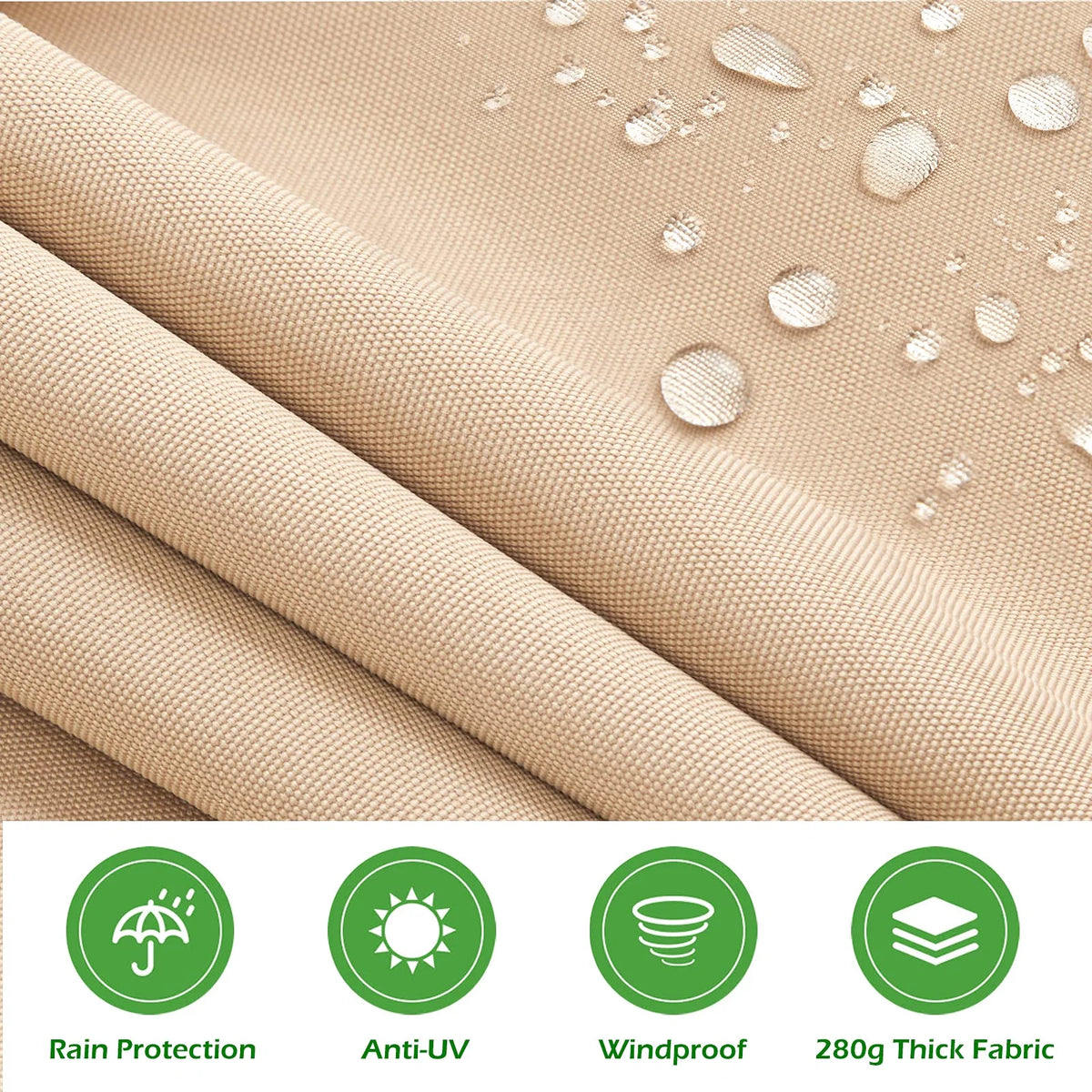 Beige Retractable Patio Awning with Manual Crank Handle Q76286