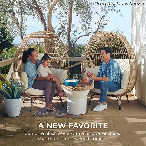 Oversized Wicker Egg Chair with 4 Cushions D569