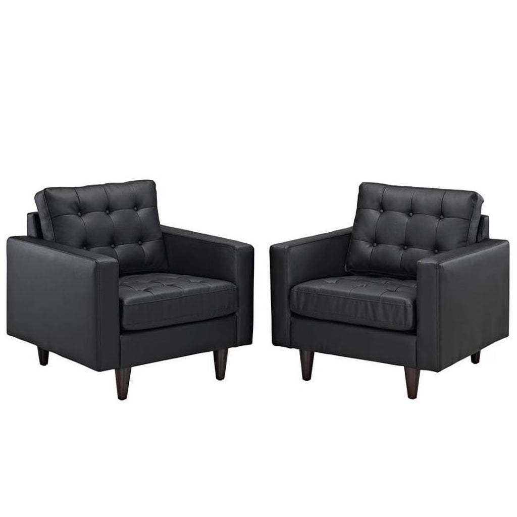 Modern Upholstered Leather Armchair in Black (Set of 2) M708