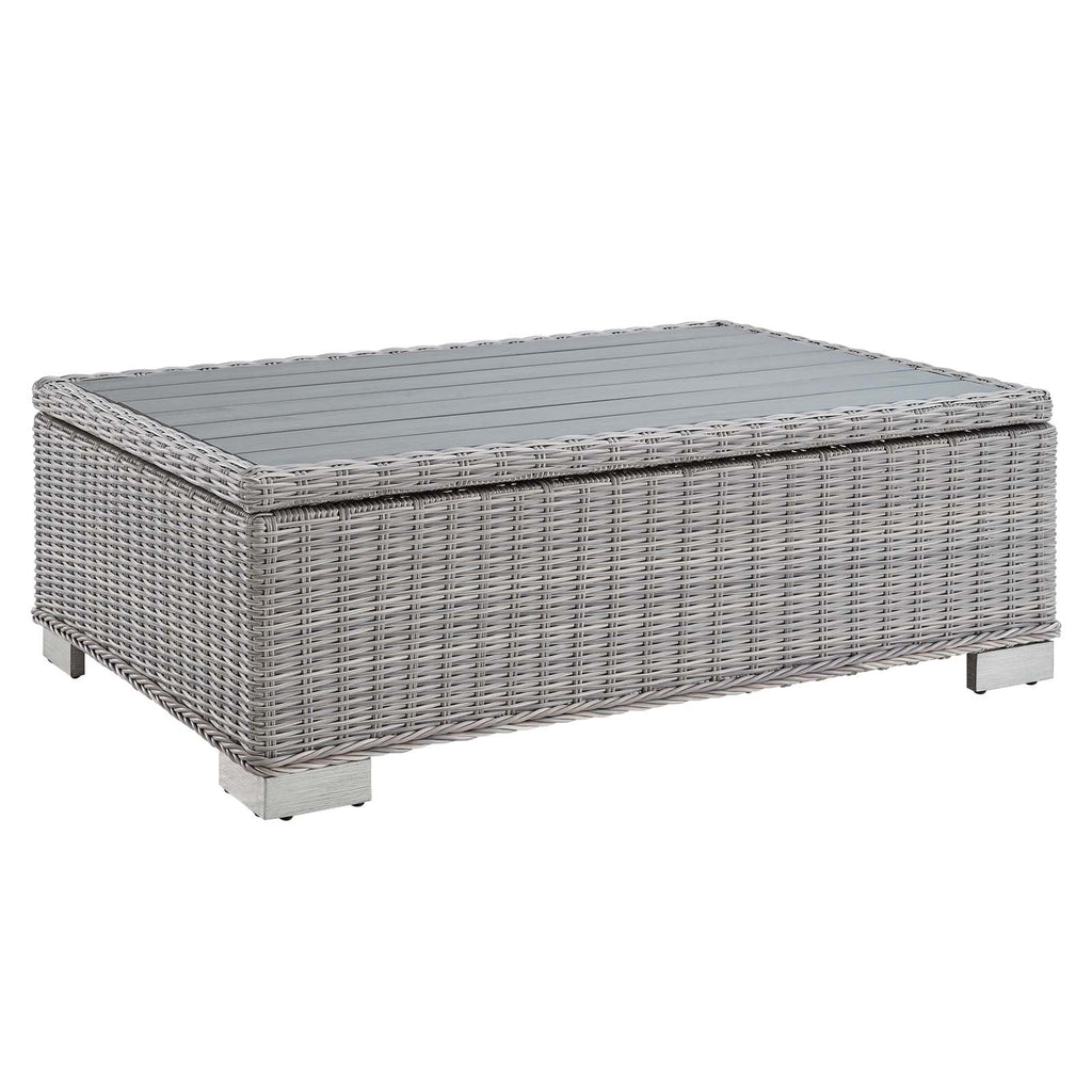 45" Light Gray Wicker Rattan Outdoor Coffee Table F1238