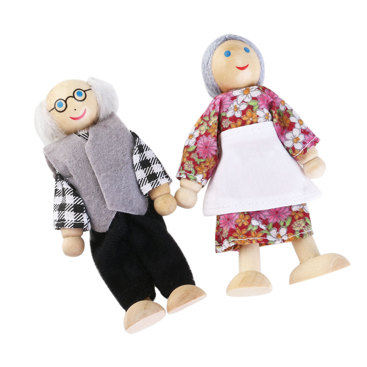 Wooden Dollhouse Furniture Set with Grandparents Accessories U8086
