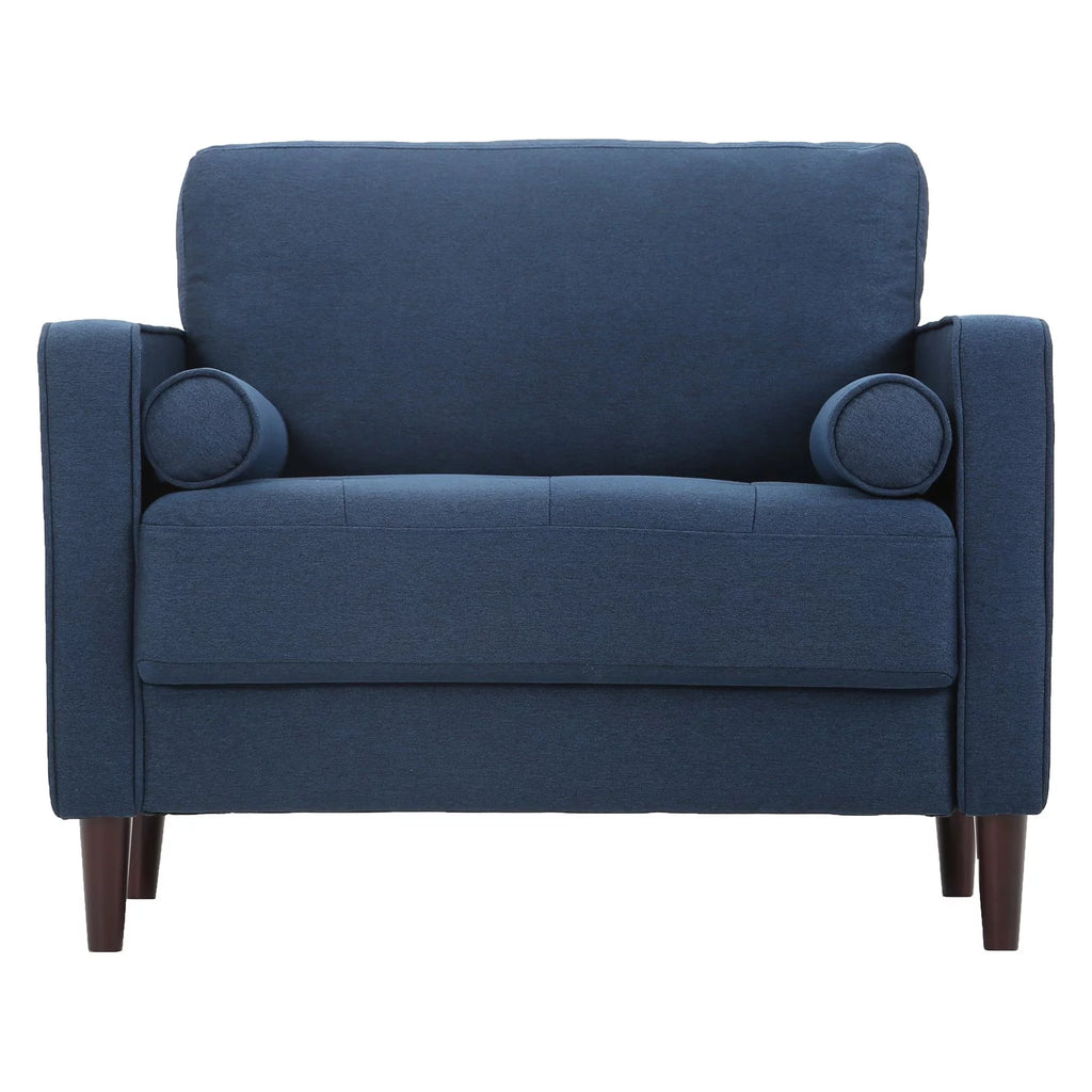 King Chair in Navy Blue Fabric Upholstery Q337433