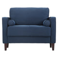 King Chair in Navy Blue Fabric Upholstery Q337433