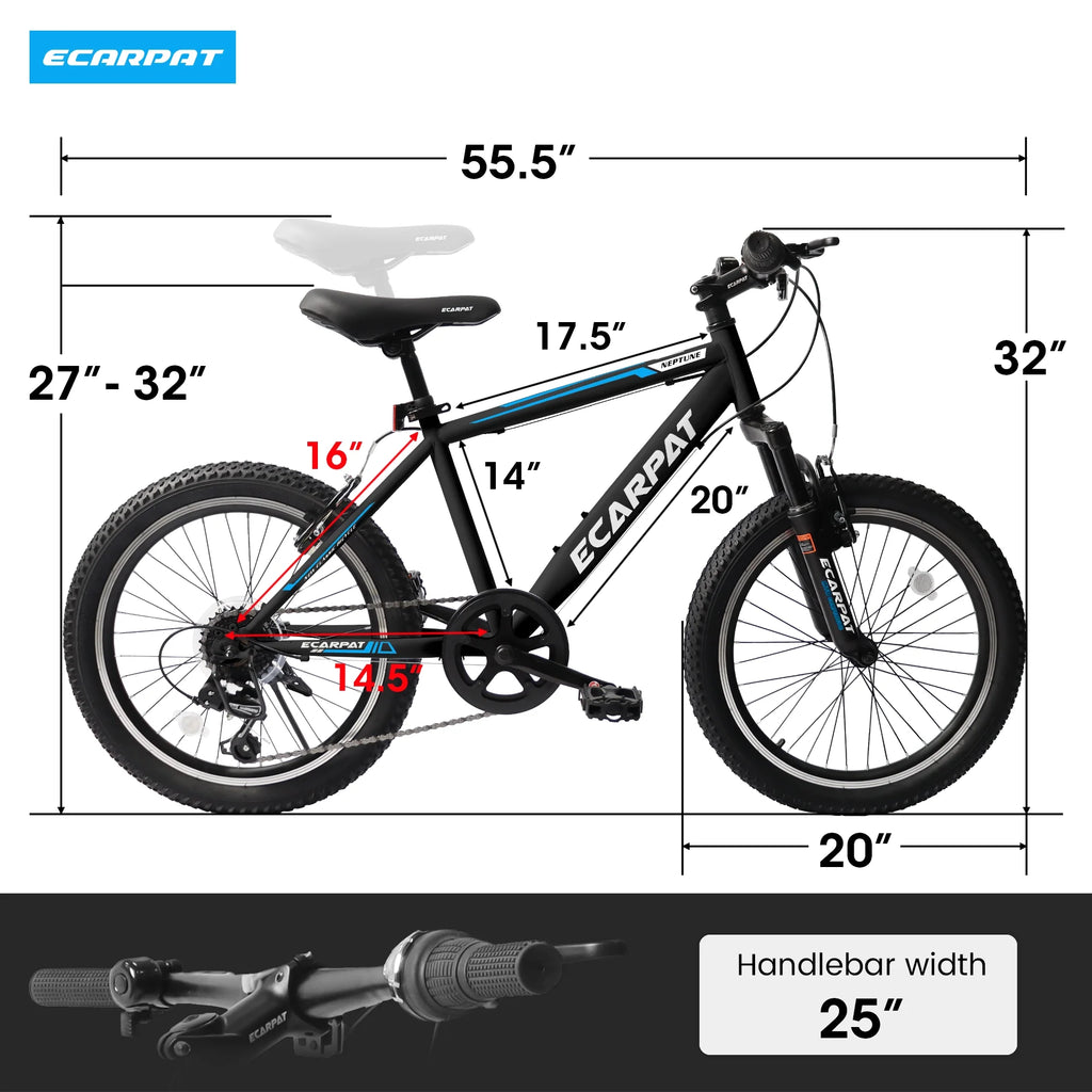20 inch 7 Speed Black Kids Bike W304785